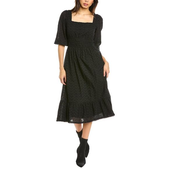 Lost + Wander Scallop Crush Midi Dress